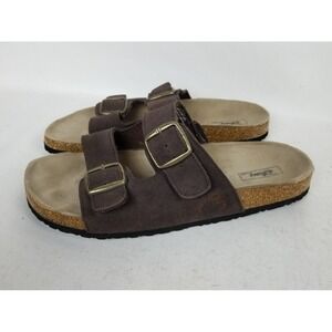 MENS DISNEY COMFORT SLIP-ON BROWN SUEDE LEATHER SANDALS  WORK SHOES SIZE 12